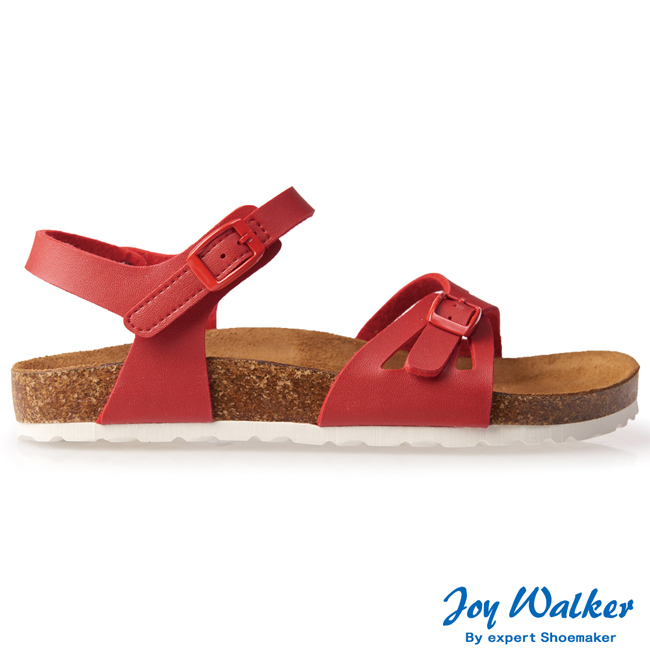 Joy Walker 繽紛色彩一片式平底涼鞋*紅色