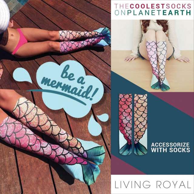 摩達客 美國進口 Living Royal 美人魚 高筒襪及膝襪
