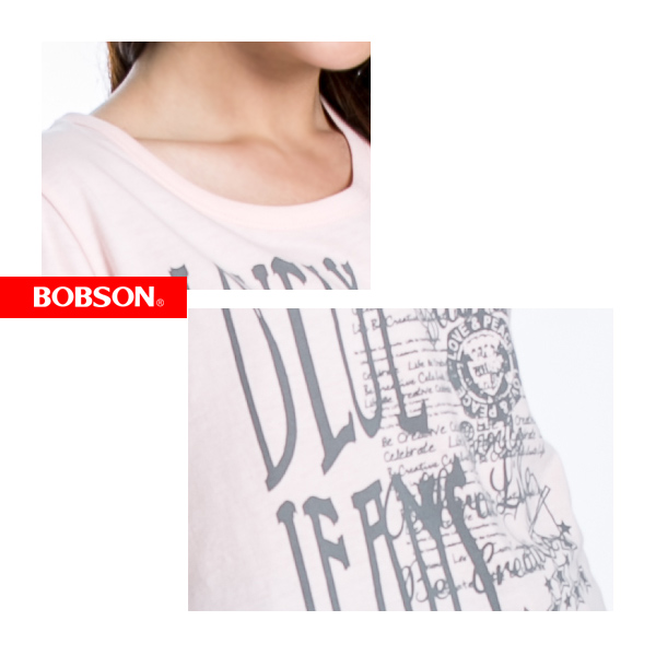 BOBSON 女款印圖短袖上衣(淺粉紅22135-10)