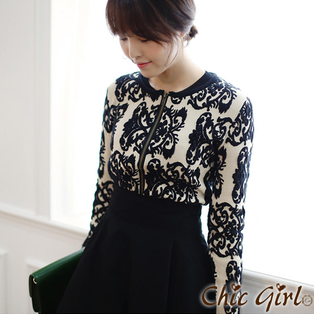 【Chic Girl】 華麗古典佩斯利花紋羊毛衫 (共二色)