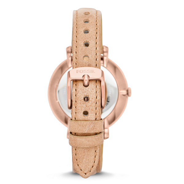 FOSSIL 羅馬風尚優雅皮革腕錶-銀白x卡其/36mm