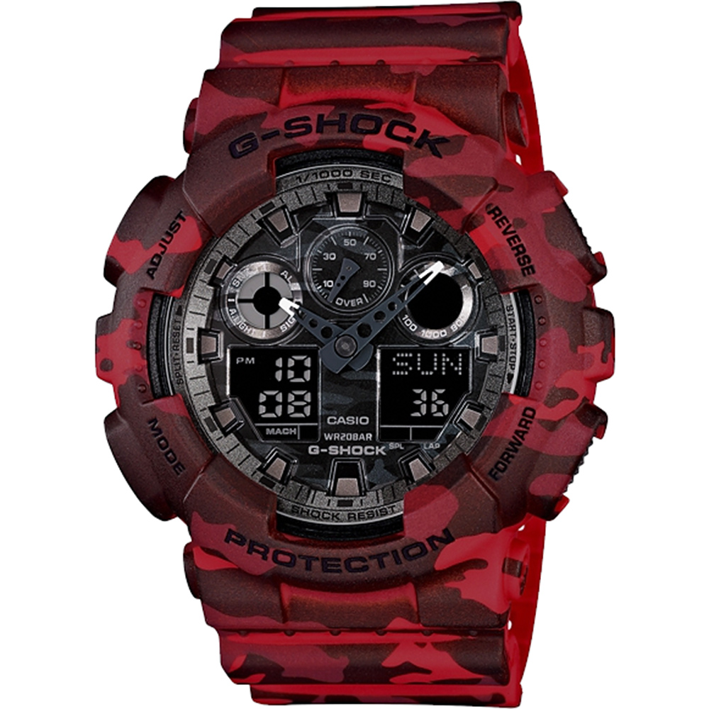 CASIO卡西歐G-SHOCK 迷彩雙顯手錶-紅/55mm | G-SHOCK | Yahoo奇摩購物中心