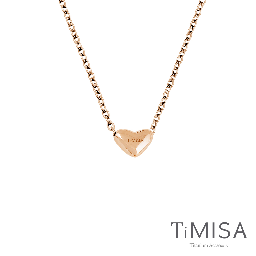 TiMISA《鈦真心-穿洞版 玫瑰金》純鈦項鍊(E)