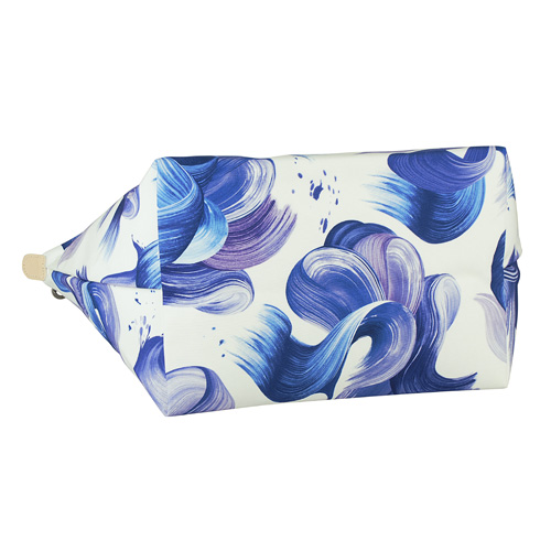 LONGCHAMP SPLASH水花圖案棉質帆布短提把手提包(中/藍)