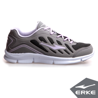 ERKE 鴻星爾克。女運動常規慢跑鞋-鋼灰/淺紫