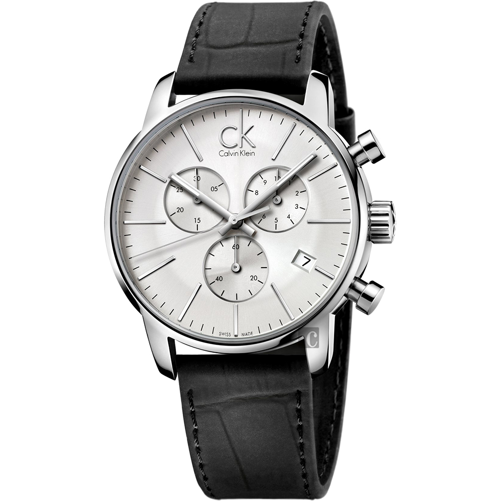 Calvin Klein CK City 都會紳士計時腕錶-銀/43mm