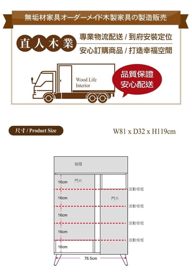 日本直人木業-TINO清水模風格81CM鞋櫃(81x32x119m)