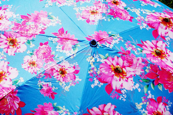 好雅也欣-雙層傘布散熱專利反向傘-浪漫台三線-山芙蓉系列（藍花）