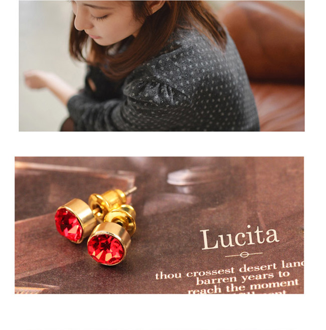 Lucita 耳環 彩鑽金邊耳環 (耀眼紅)