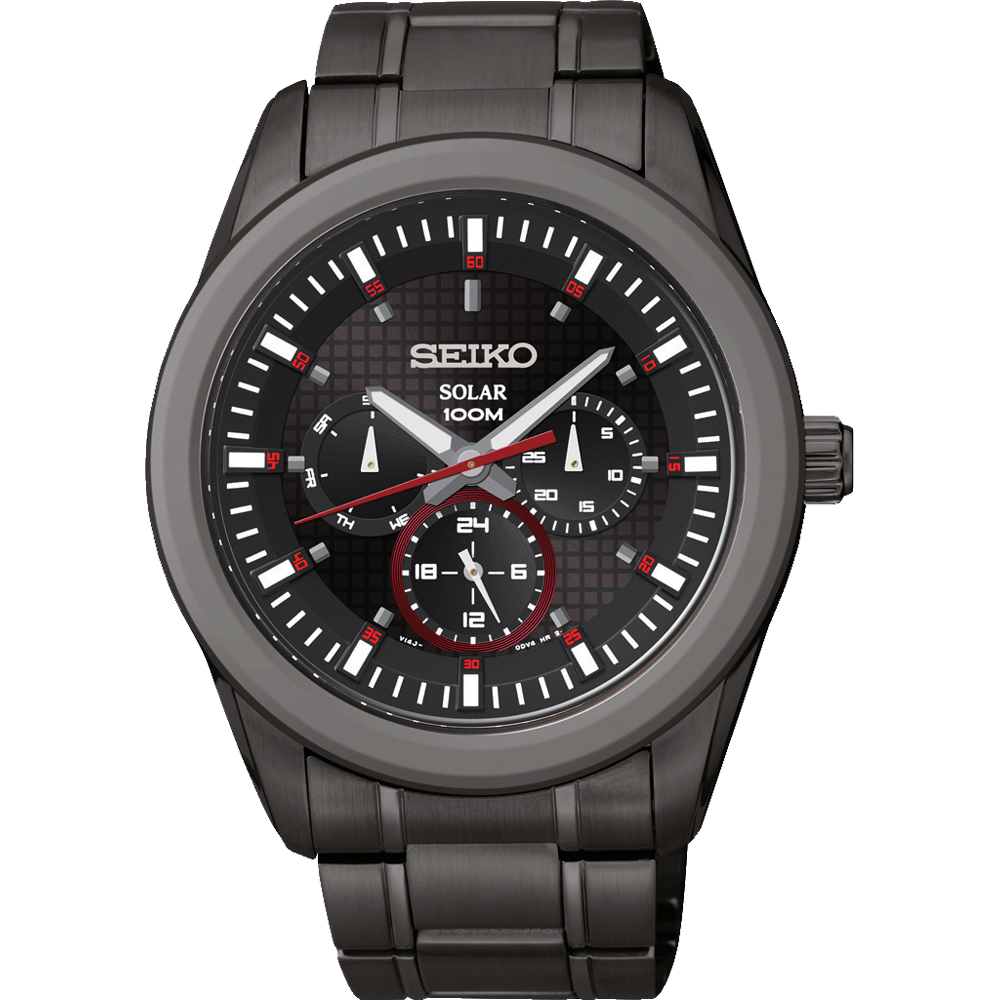 SEIKO Criteria 太陽能三環日曆時尚腕錶(SNE355P1)-IP黑/42mm