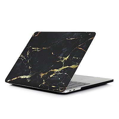 For MacBook Air 13.3吋筆電水貼殼-黑黃大理石紋(A1466/A1369