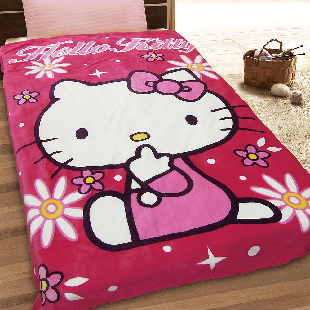 HELLO KITTY 朵朵心花 金紡絨毯