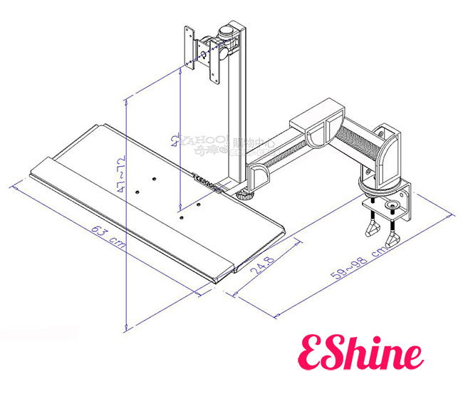 EShine ESB-131AA螢幕鍵盤滑鼠壁掛夾桌架