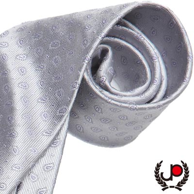 極品西服- 優雅異形圖灰底絲質領帶(YT0057)