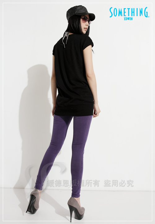 【SOMETHING】極致美腿-針織超彈性窄直筒褲-女款(紫色)