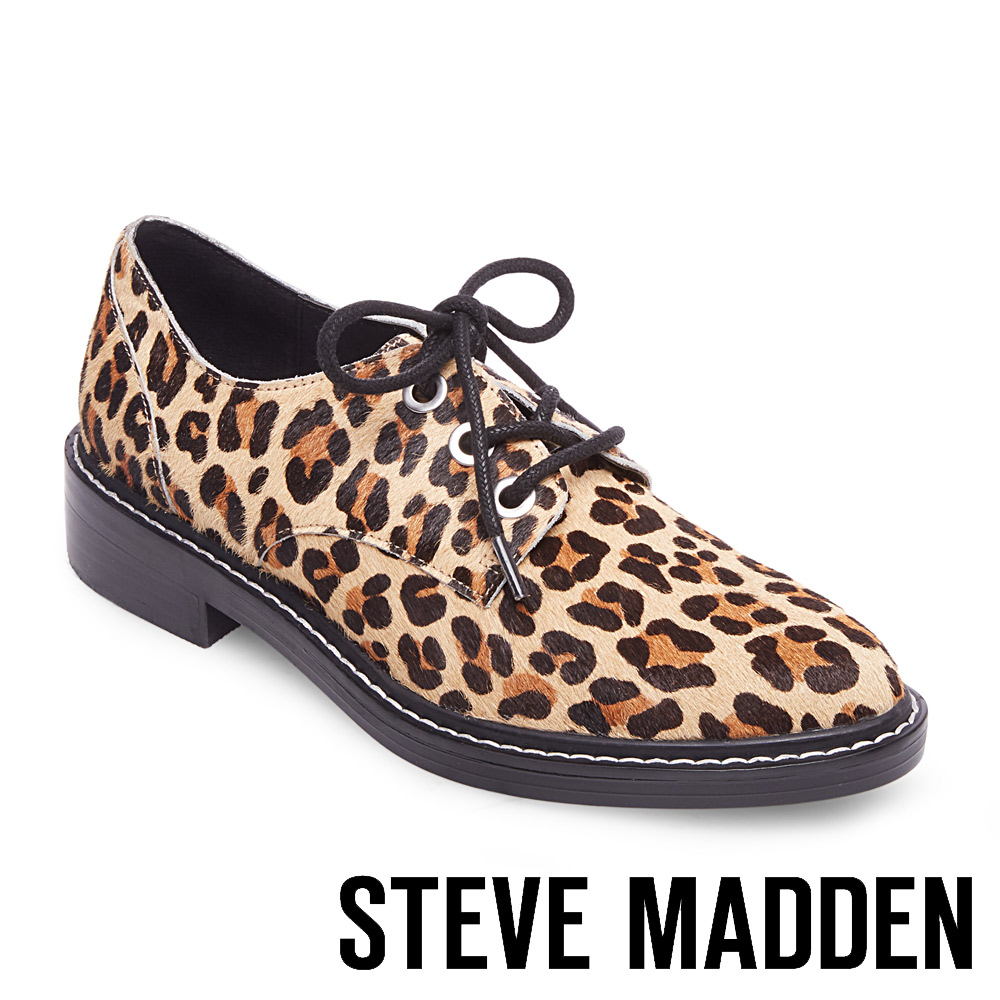 STEVE MADDEN-STING-L 馬毛綁帶德比鞋-豹紋