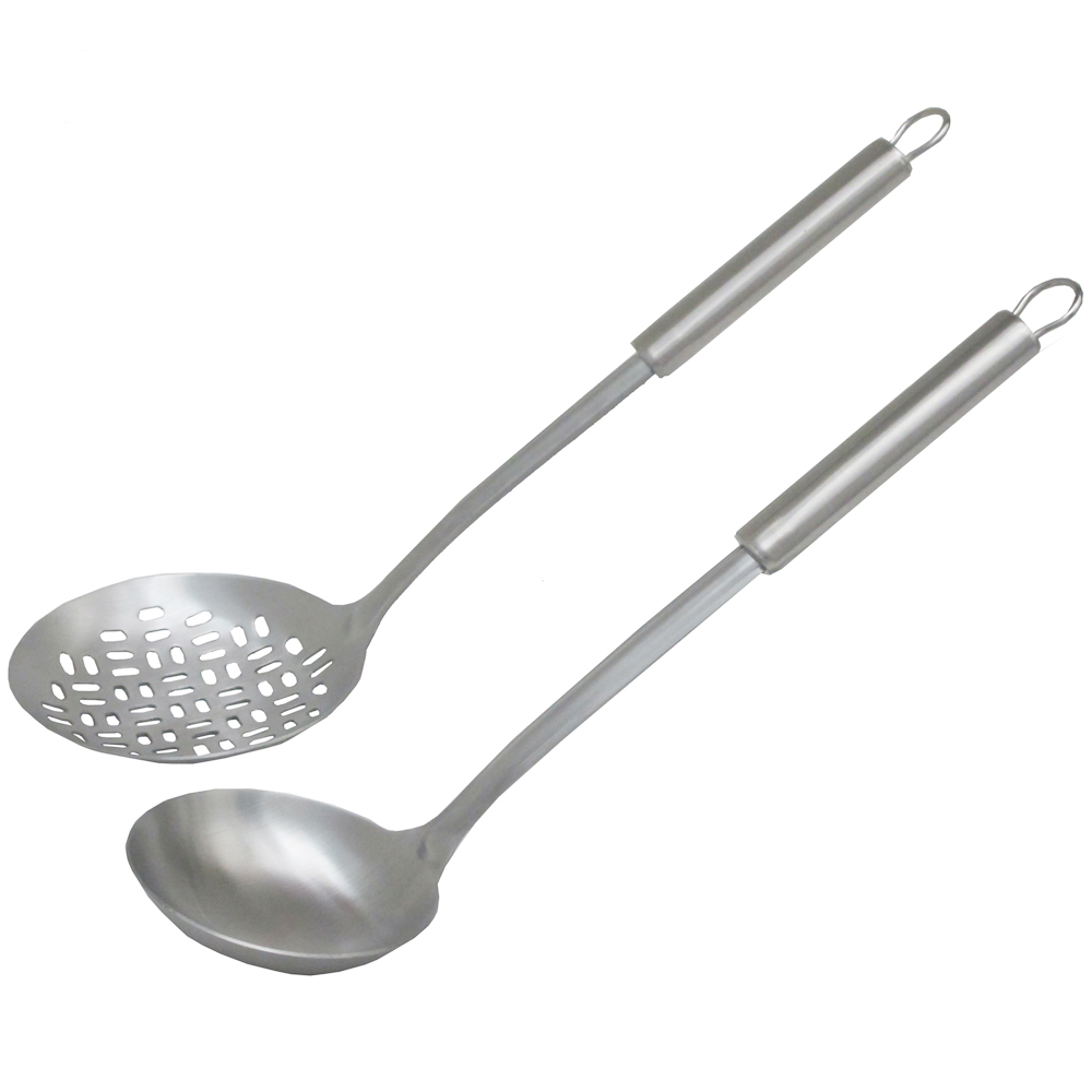 霧砂食品級430不鏽鋼湯勺大漏勺鍋勺超值組(M4302)