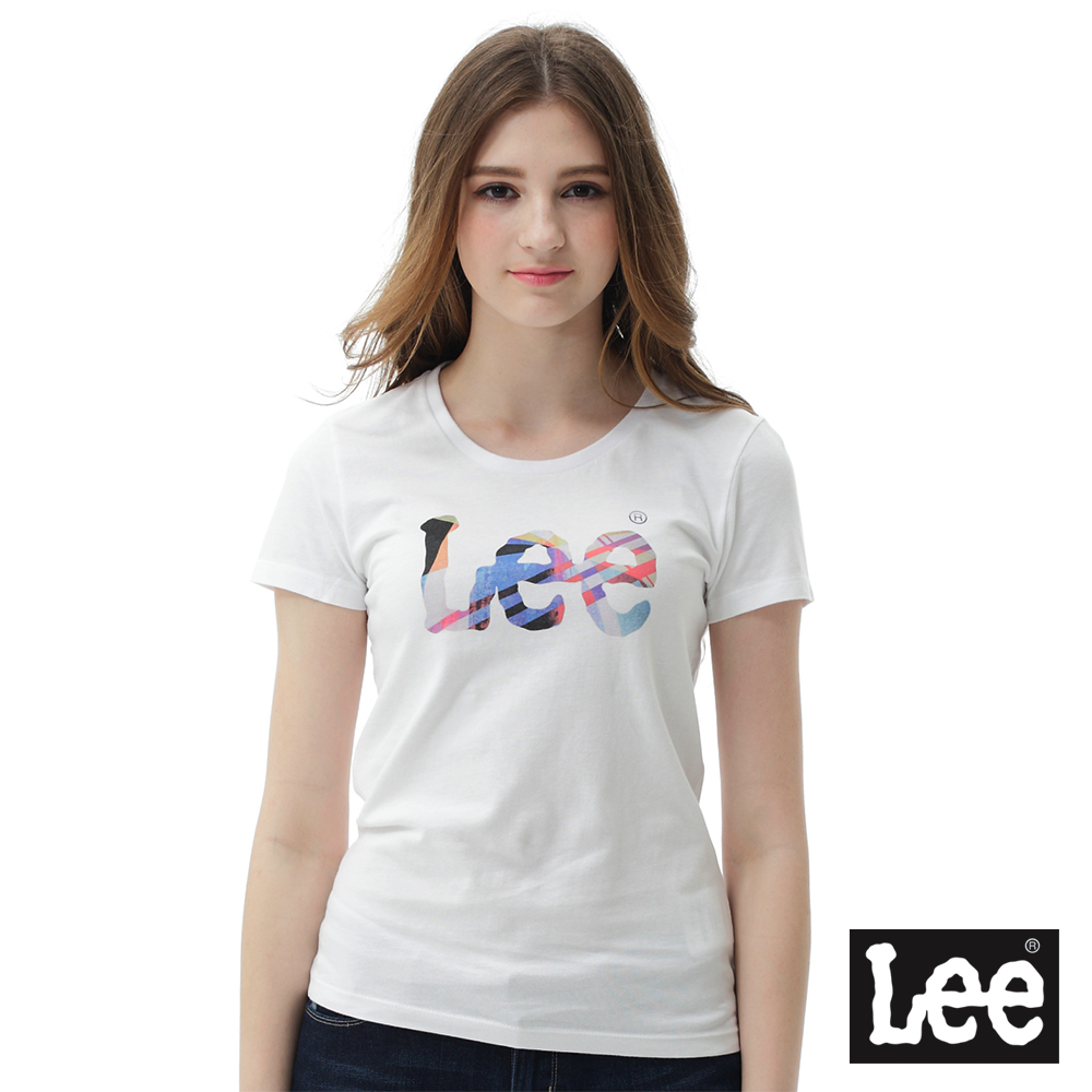 Lee 彩色logo短袖圓領T恤 女  白色