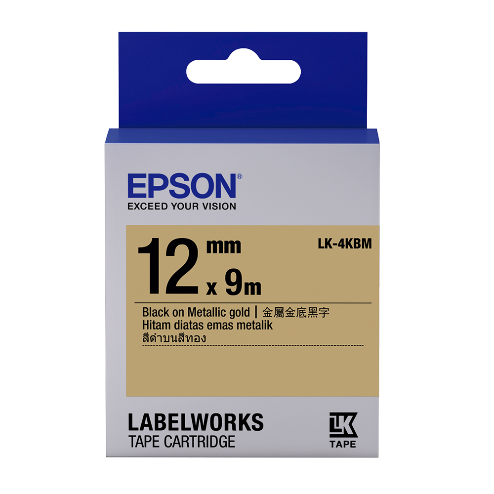 EPSON C53S654422 LK-4KBM金銀系列金底黑字標籤帶(寬度12mm)