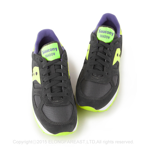 (女) 美國 SAUCONY 經典時尚休閒輕量慢跑球鞋-鐵灰螢光黃