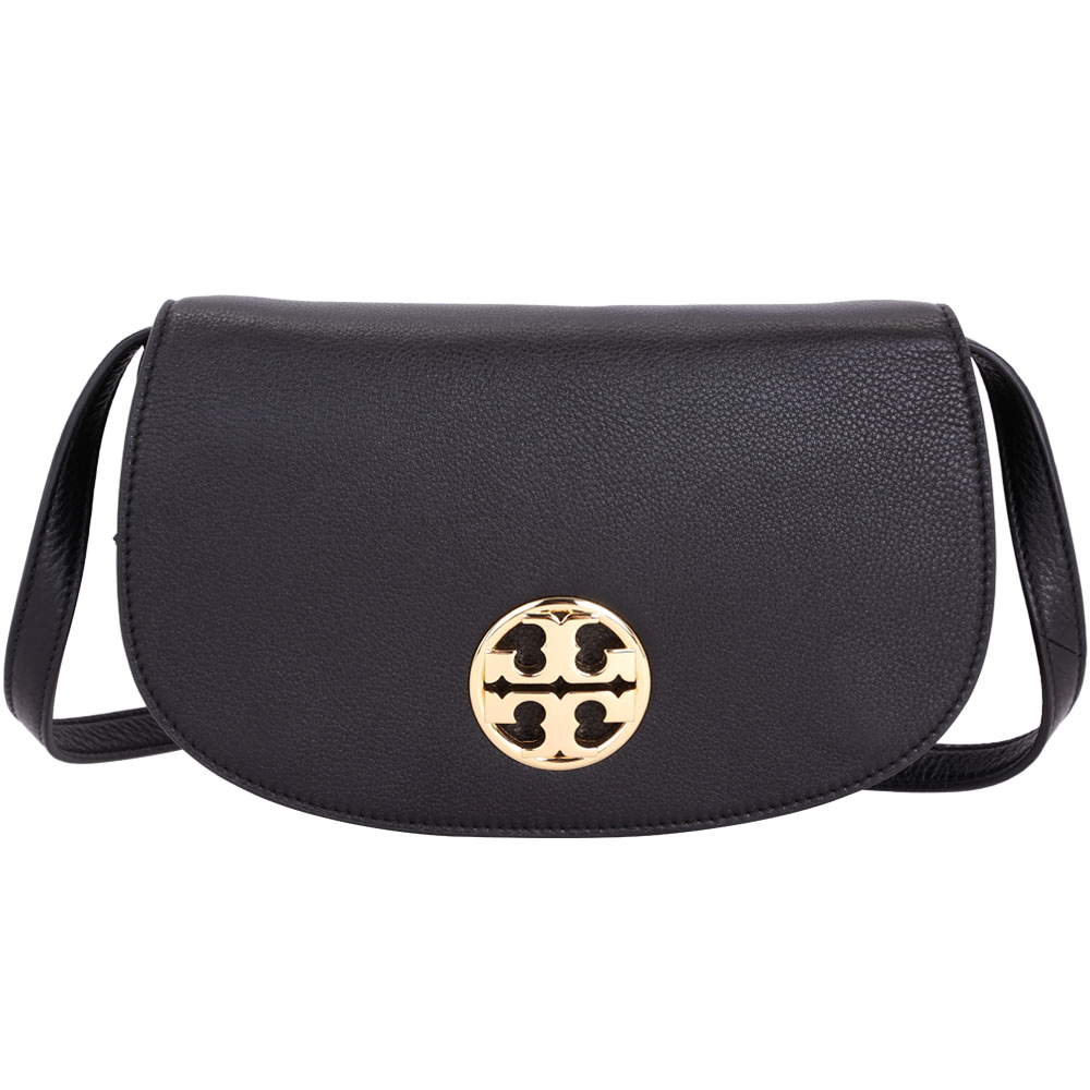 TORY BURCH Jamie 經典LOGO皮革斜背包(黑色)