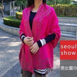 seoul show首爾秀 清新愛戀 棉質編織圍巾大披肩 玫紅