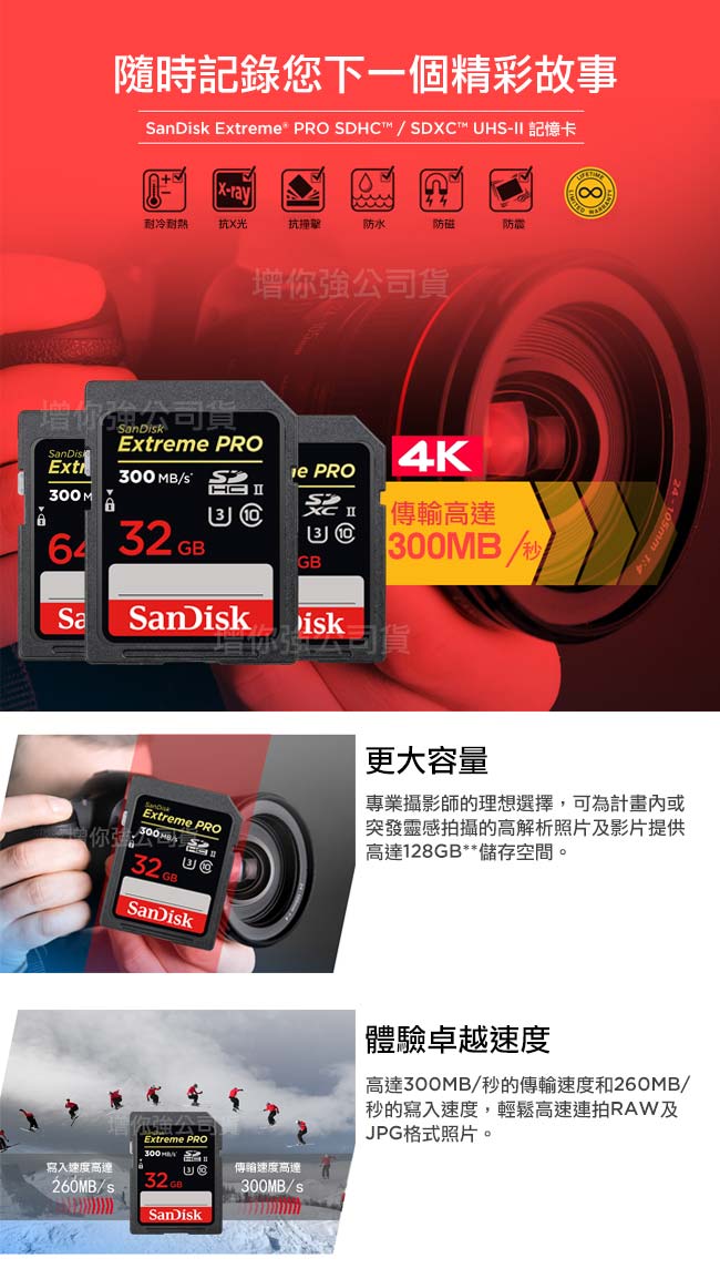 SanDisk ExtremePRO SDXC (U3) 記憶卡 64GB 300MB-公