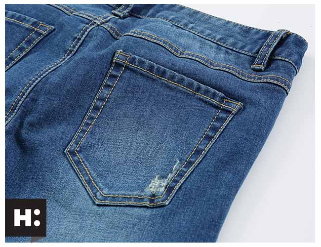 H:CONNECT 韓國品牌 女裝 - 修身刷破牛仔短褲 - 藍(快)