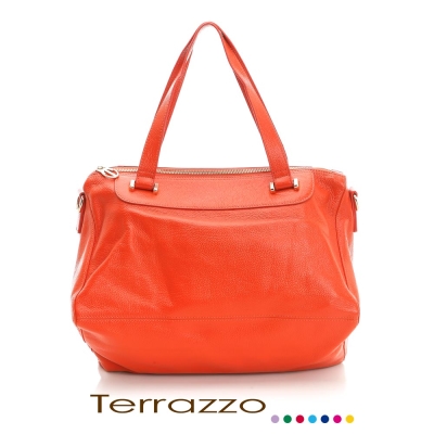義大利Terrazzo-高質感牛皮獨特造型肩背包-橙色 23E0007A10900