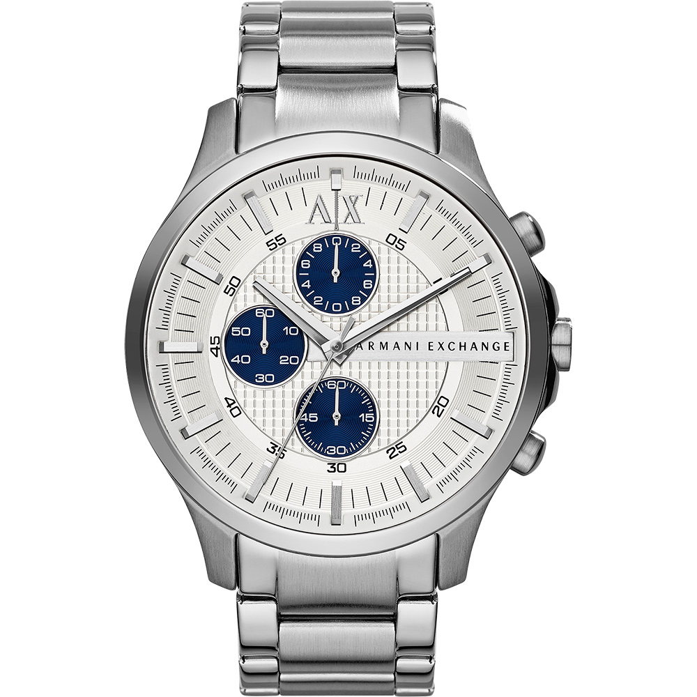 A│X Armani Exchange 都會時尚三眼計時腕錶-銀/46mm