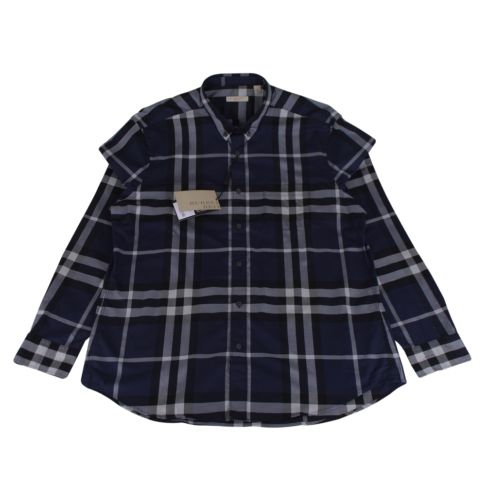 BURBERRY 經典格紋系列長袖襯衫(男/藍底格紋)