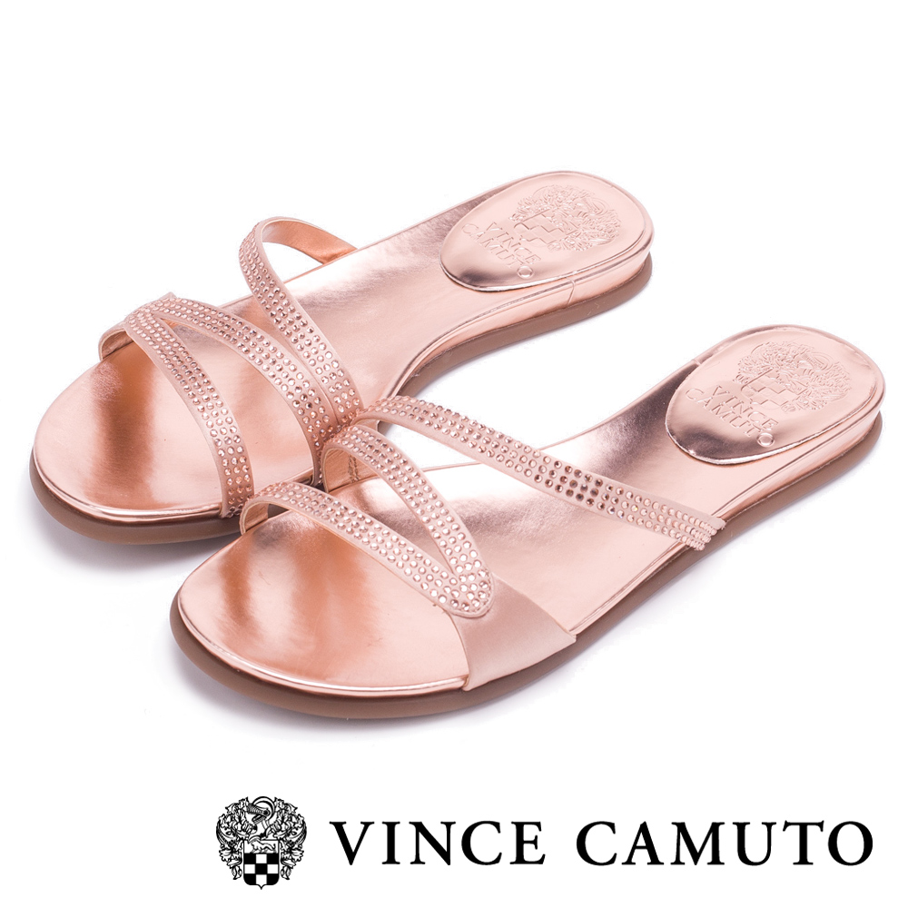 Vince Camuto 優雅水鑽流線平底拖鞋-粉色