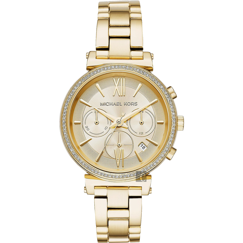 Michael Kors 愛在紐約晶鑽計時手錶-金/38mm