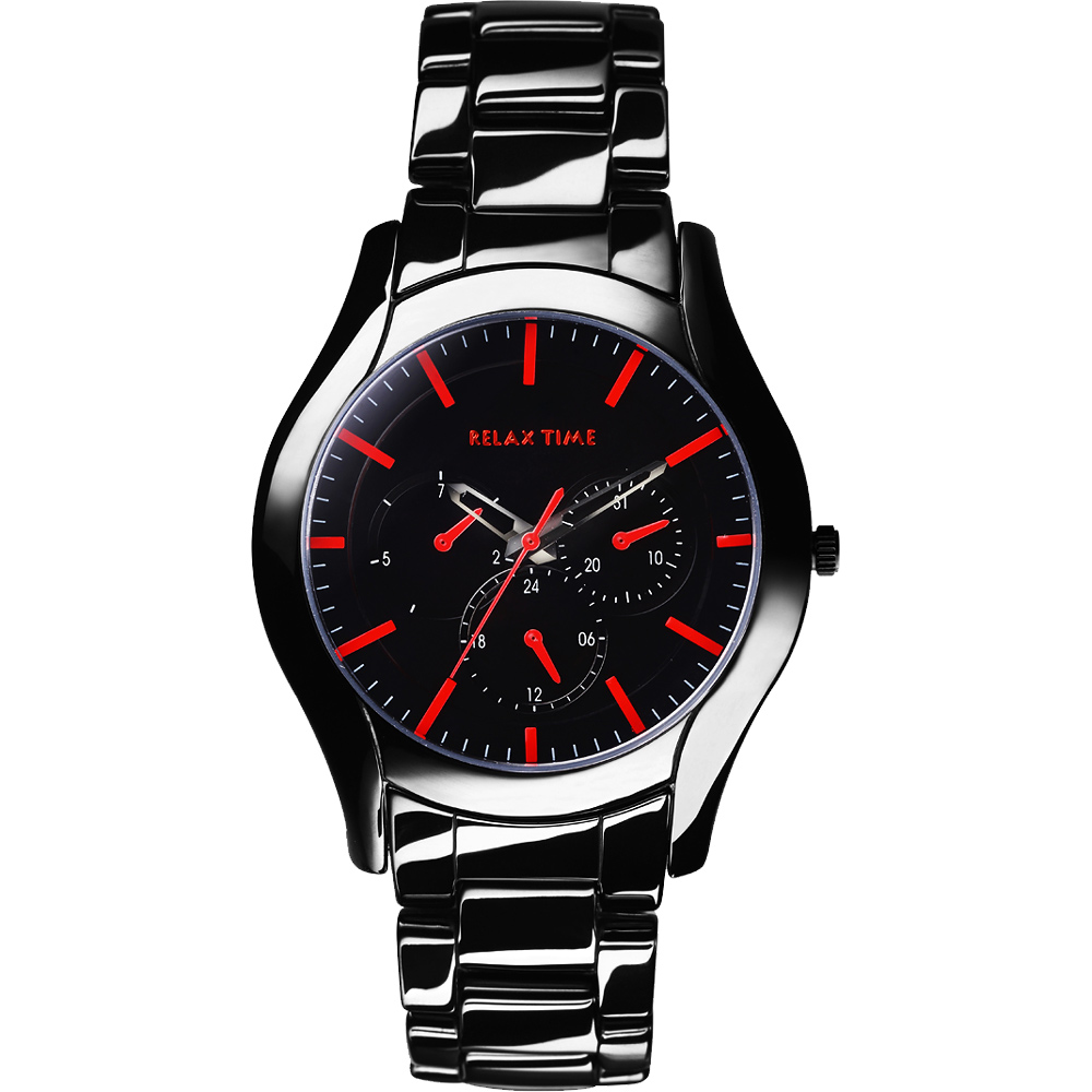 Relax Time 嶄新系列日曆腕錶-黑x紅/42mm