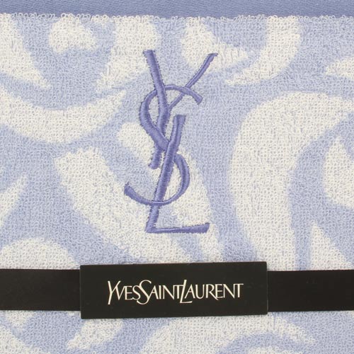 YSL 刺繡LOGO玫瑰圖紋純綿蓋被-水藍色