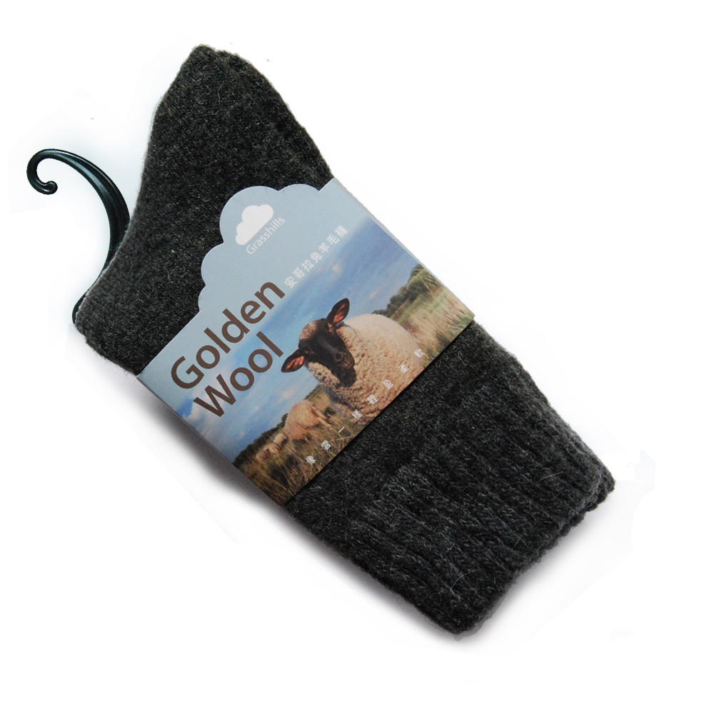 Grasshills 兔羊毛襪 蓬鬆保暖厚襪1雙入 深灰色
