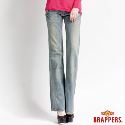 BRAPPERS 女款 女垮褲系列-中低腰大靴型褲-淺藍