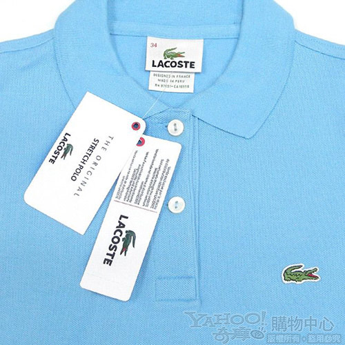 LACOSTE 藍色鱷魚標誌短袖POLO衫(10-12歲)