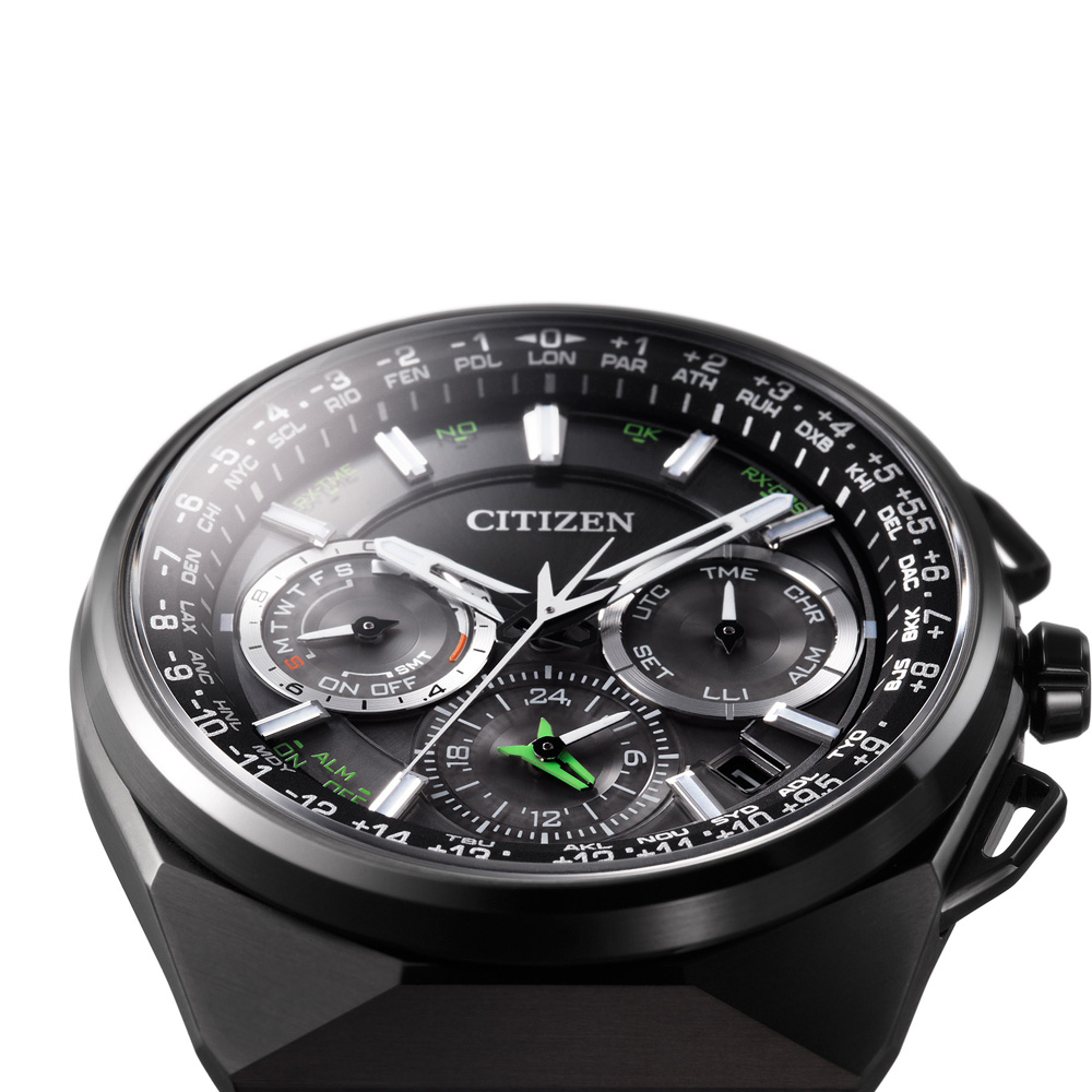 CITIZEN GPS衛星對時鈦光動能萬年曆腕錶(CC9004-51E)-鍍黑/45.5mm