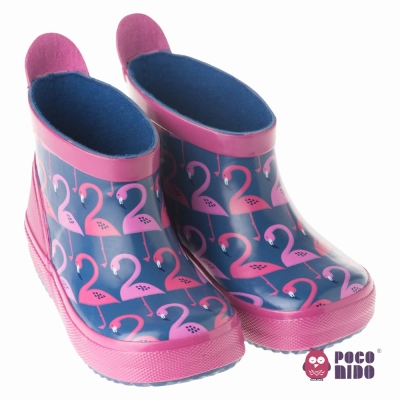 英國 POCONIDO 兒童雨鞋/靴子 (粉紅火鶴)