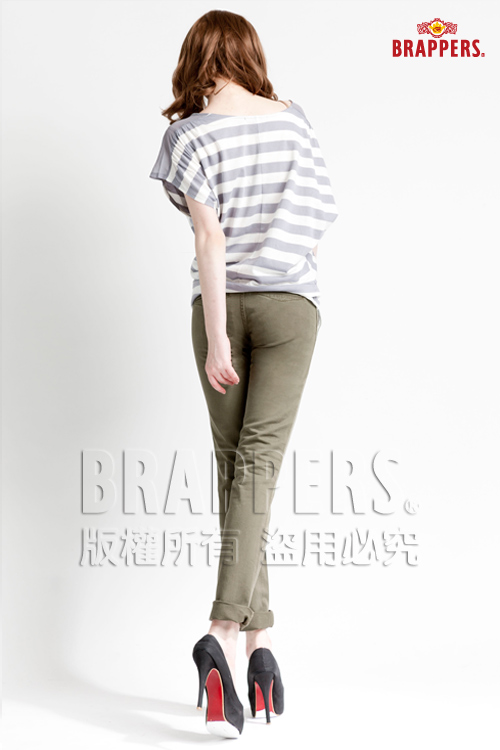 BRAPPERS 女款 Boy Firend Jeans 系列-直筒反摺褲-綠