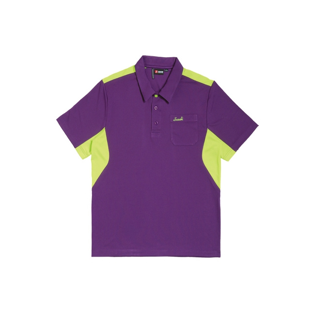 SASAKI 長效性吸濕排汗功能網球短衫-男-深葡萄紫/艷綠