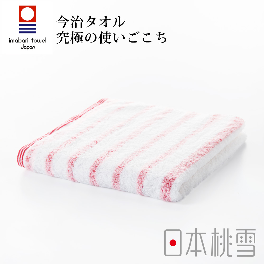 日本桃雪今治輕柔橫條毛巾(元氣紅)