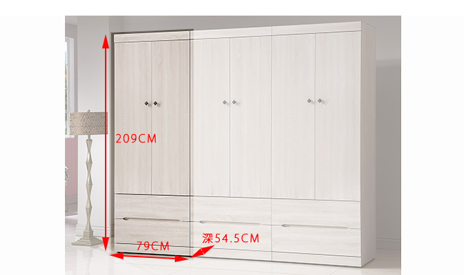 H&D 瑪奇朵2.6尺衣櫃79x54.5x209CM