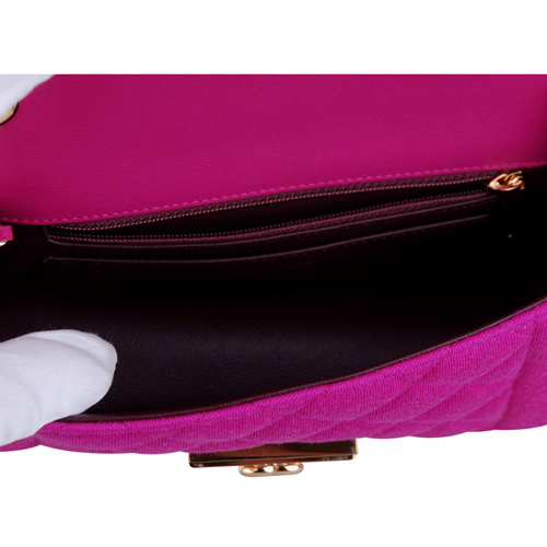 CHANEL 經典菱格紋佳績布金鍊斜背包(桃紅)