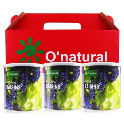 O-natural歐納丘 美國加州火焰天然葡萄乾禮盒360gX3