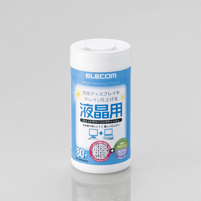 ELECOM 液晶螢幕擦拭巾(無酒精)-80P