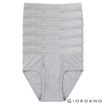 GIORDANO 男裝素色棉質三角內褲(六件裝) - 22 灰