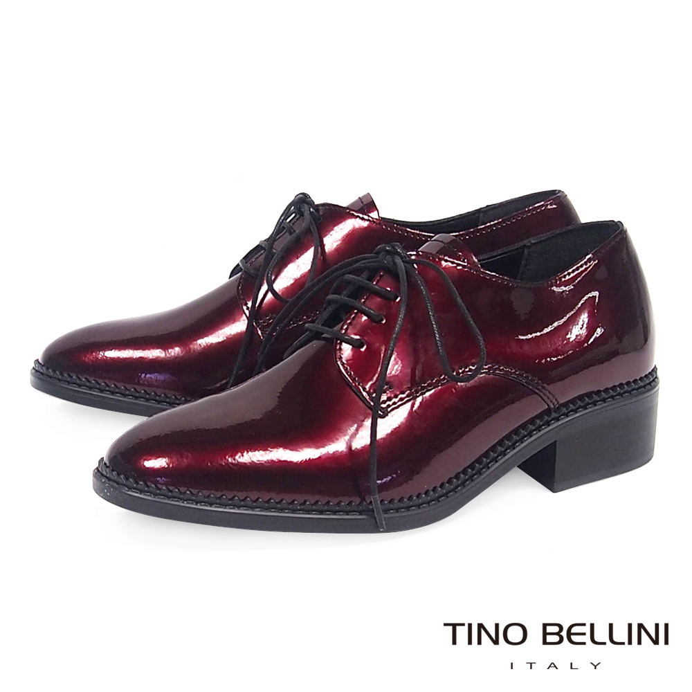 Tino Bellini 義大利進口金屬皮中性綁帶皮鞋 _ 紅