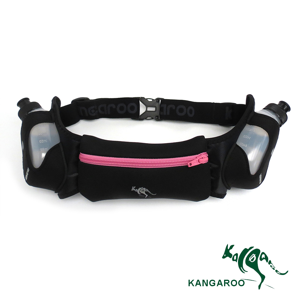 KANGAROO 馬拉松輕量透氣雙水壺跑步腰包全半馬型 (粉) K140116005